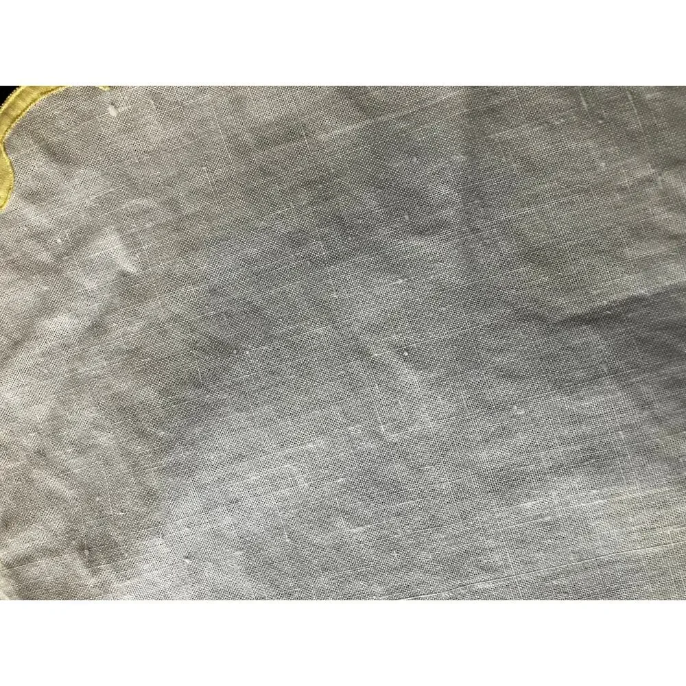 Vintage Linen Placemats Set of 6 White Yellow Embroidered Scalloped Table Mats
